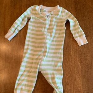 Hanna Andersson green striped pajama sleeper